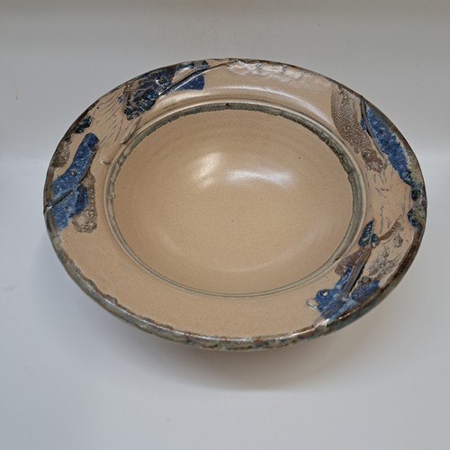 Click to view detail for #250513 Bowl, Tan, Blue $22